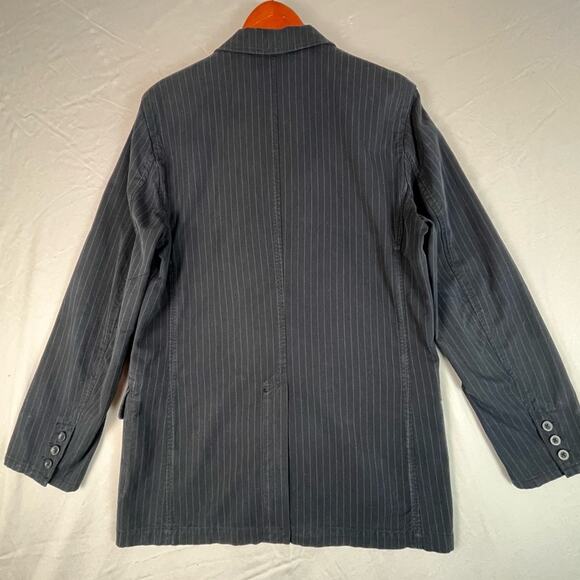 Gap Twill Blazer Mens Medium Navy Blue Pin Striped Preppy Summer Casual Nautical - Picture 10 of 13